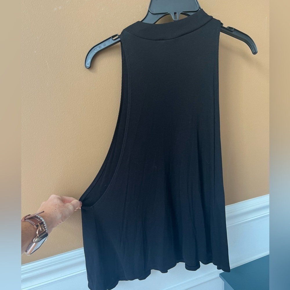 Aqua Black Ribbed Mock Neck Tank Top Size Large - Picture 4 of 4